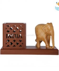 Indian Craft Father's Day Wooden Elephant Pen Stand