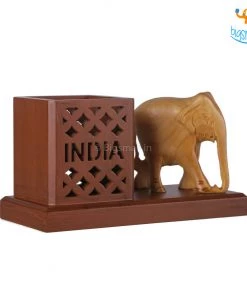 Indian Craft Father's Day Wooden Elephant Pen Stand