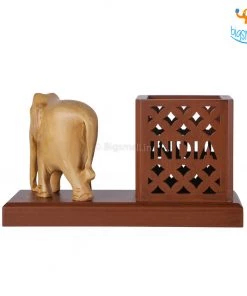 Indian Craft Father's Day Wooden Elephant Pen Stand