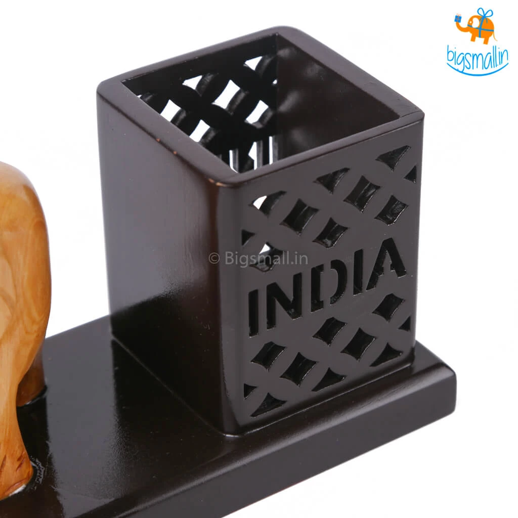 Indian Craft Father's Day Wooden Elephant Pen Stand