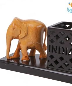 Indian Craft Father's Day Wooden Elephant Pen Stand