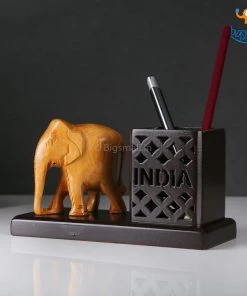 Indian Craft Father's Day Wooden Elephant Pen Stand
