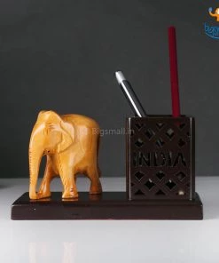 Indian Craft Father's Day Wooden Elephant Pen Stand