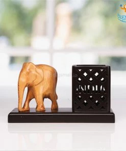 Indian Craft Father's Day Wooden Elephant Pen Stand