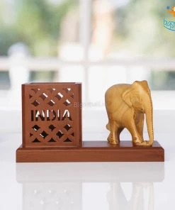 Indian Craft Father's Day Wooden Elephant Pen Stand