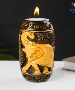 Indian Craft Hand-Crafted Elly Wooden Tea Light Holder
