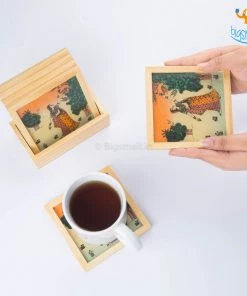 Indian Craft Hand-Painted Wooden Coasters - Set Of 6 Father's Day