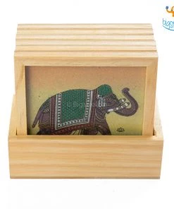 Indian Craft Hand-Painted Wooden Coasters - Set Of 6 Father's Day