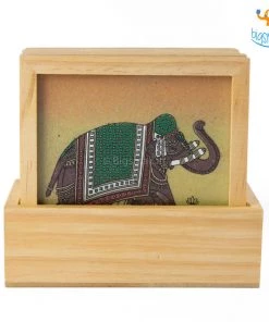 Indian Craft Hand-Painted Wooden Coasters - Set Of 6 Father's Day