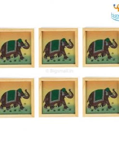 Indian Craft Hand-Painted Wooden Coasters - Set Of 6 Father's Day