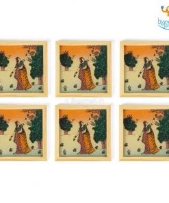 Indian Craft Hand-Painted Wooden Coasters - Set Of 6 Father's Day
