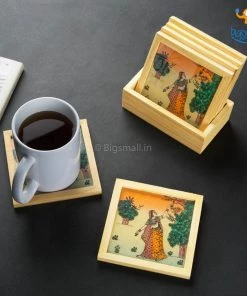 Indian Craft Hand-Painted Wooden Coasters - Set Of 6 Father's Day