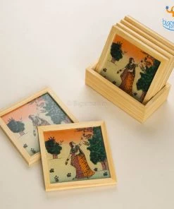 Indian Craft Hand-Painted Wooden Coasters - Set Of 6 Father's Day