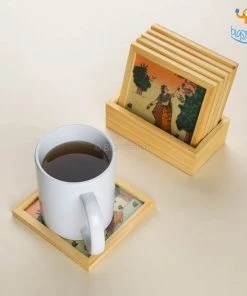 Indian Craft Hand-Painted Wooden Coasters - Set Of 6 Father's Day
