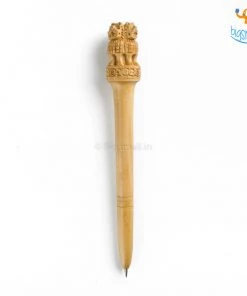 Indian Craft Wooden National Emblem Pen - Souvenir