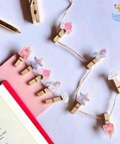 Lemonade All Of It Wooden Paper Clip With String - Set Of 10