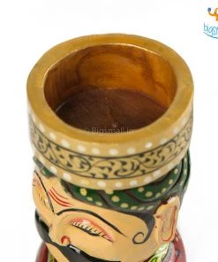 Indian Craft Father's Day Hand-Crafted Wooden Face Tea Light Holder - Set Of 2