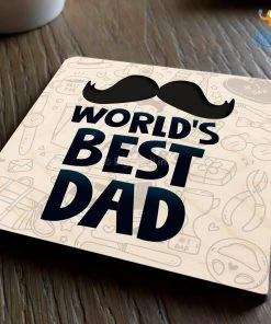 Bigsmall_cc World's Best Dad Wooden Coasters Father's Day