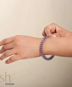 Ash Designs All Of It Elena Amethyst Bracelet Bangle Set In Silver