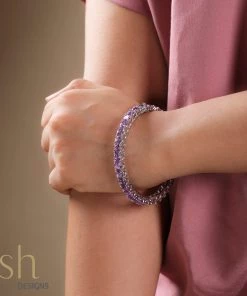 Ash Designs All Of It Elena Amethyst Bracelet Bangle Set In Silver
