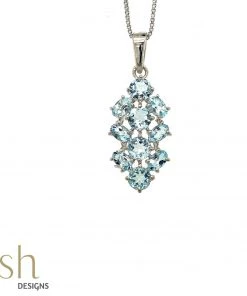 Ash Designs Luna Aquamarine Pendant With Silver Chain Sale