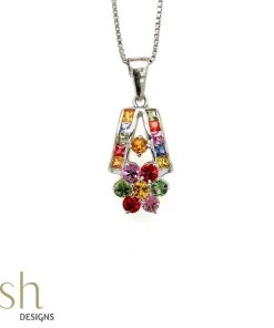 Ash Designs Sale Kalina Multi Sapphire Pendant With Chain