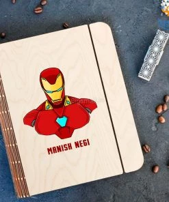 Chitra Chaya Personalized Iron Man Wooden Binder Diary | COD Not Available