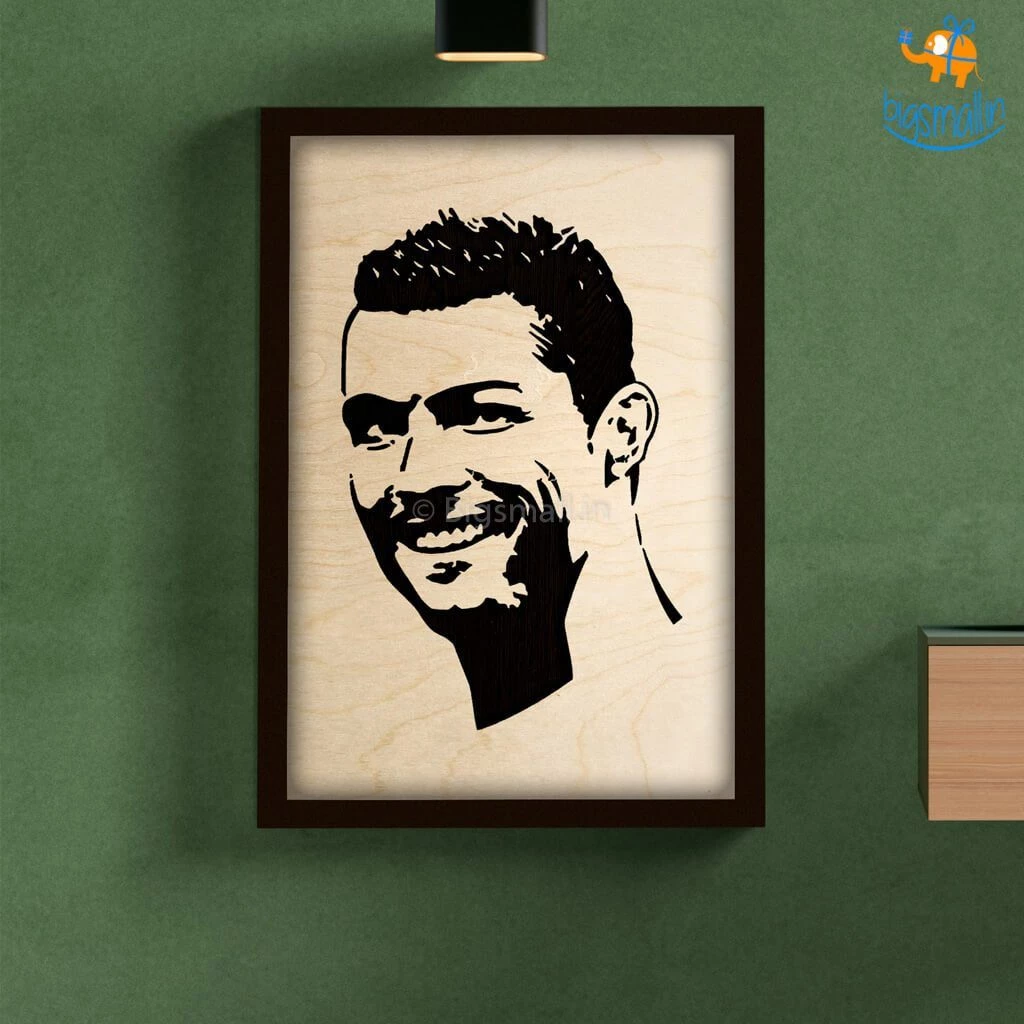 Bigsmall_cc Footballer Engraved Wooden Frame (19 X 13 Inches)